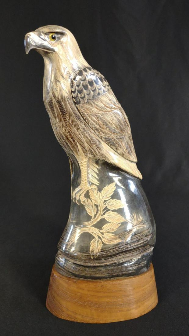B. Stein Carved Steer Horn of Eagle Sculpture (1 of 7)