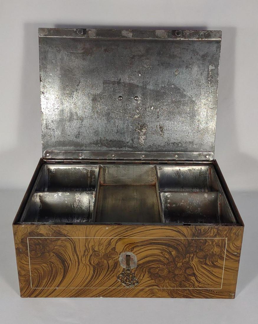 Vintage Metal Safe Cash Box w/ Key & Tray (1 of 11)