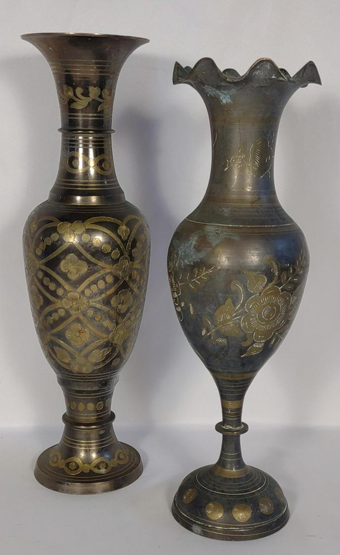 Vintage India Etched Brass Vases (1 of 17)