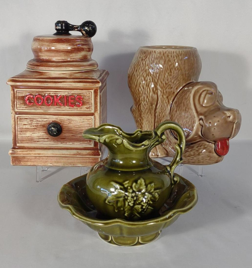 (3) Vintage McCoy Pottery Jars & Pitcher w/ Basin (1 of 17)