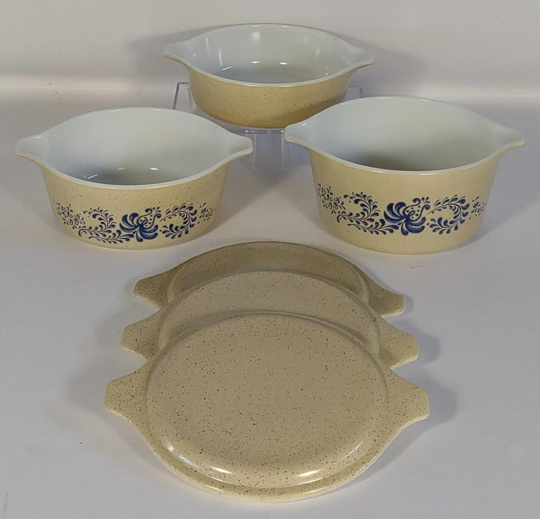 3 pc Pyrex Blue Homestead Casserole Baking Dishes (1 of 9)