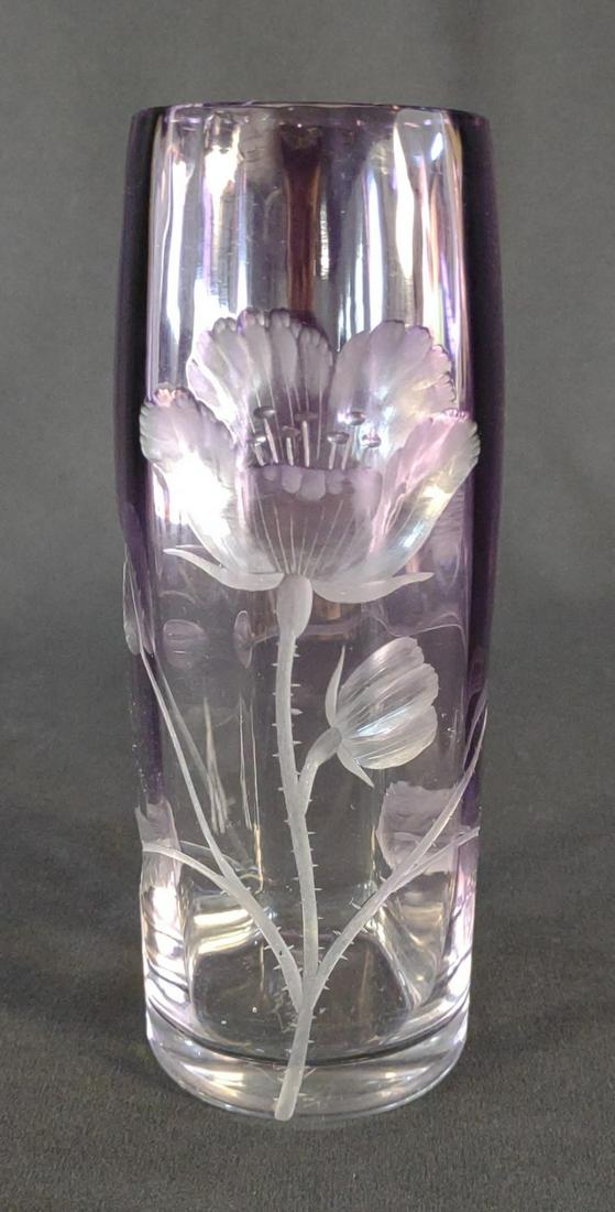 Moser Karlsbad Signed Etched Art Glass Vase (1 of 7)