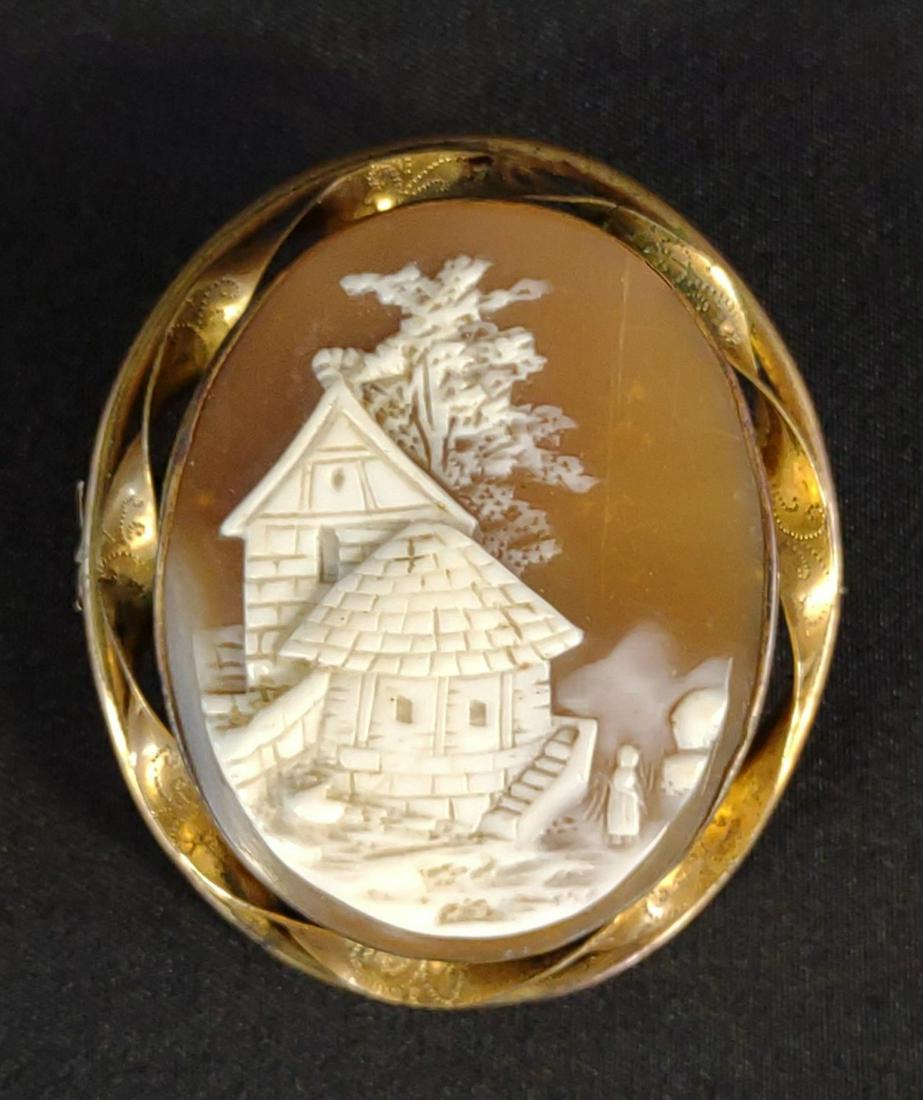 Antique 10K Gold Carved Cameo Brooch / Pin (1 of 6)