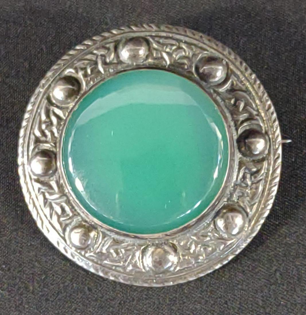 Robert Allison Scottish Silver Aventurine Brooch (1 of 5)