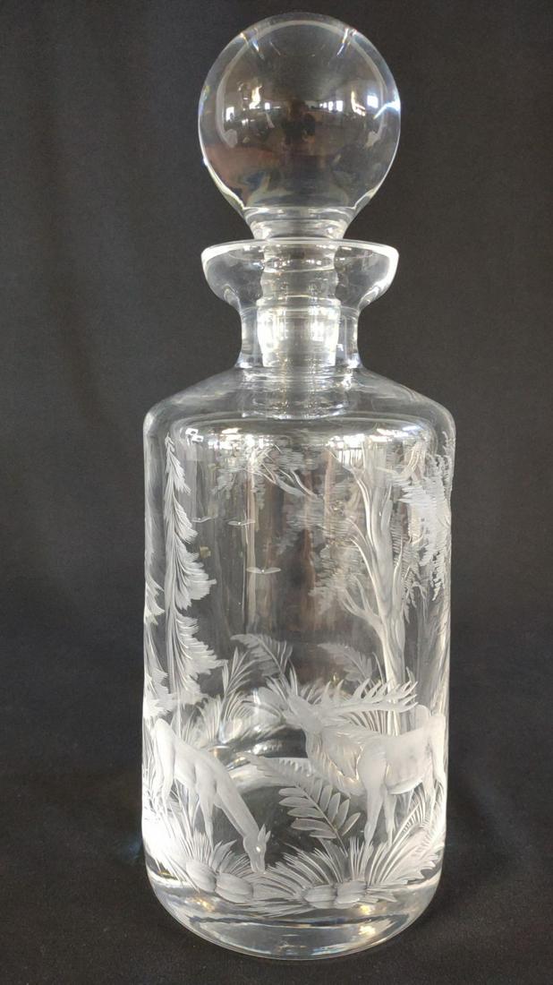 Signed Engraved Elk Decanter w/ Stopper (1 of 9)