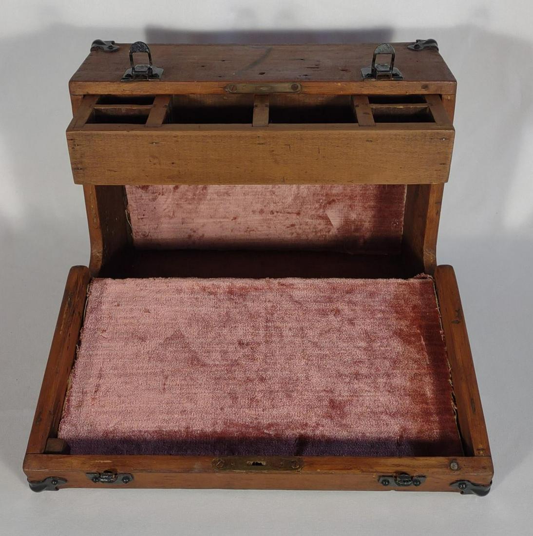 Antique Fall Front Wooden Work Box (1 of 8)