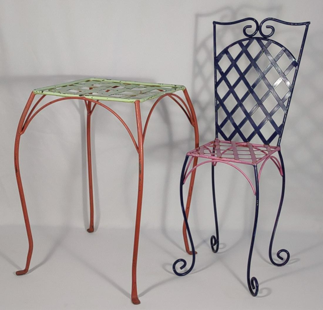 Colorful Metal Garden Plant Stand Table & Chair (1 of 18)