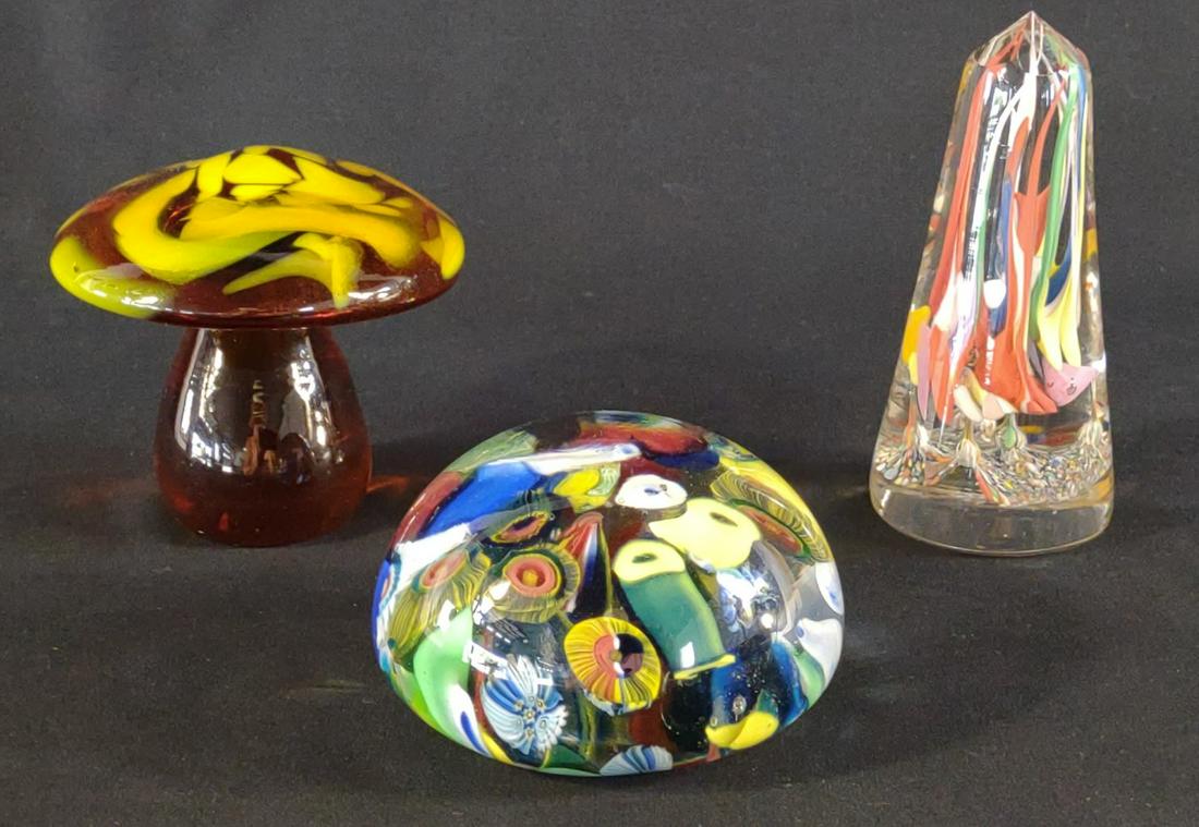 3 Blown Glass Art Paperweights (Millefiori Murano) (1 of 9)