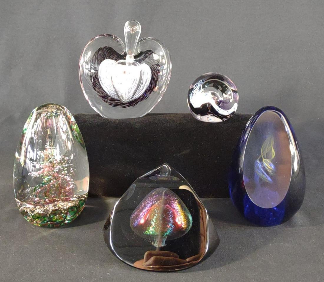 5 Signed Glass Art Paperweights (1 of 20)