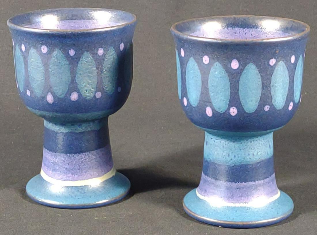 Pair of Porta Celi Spain Pottery Goblets: Each is marked "Porta Celi Spain".