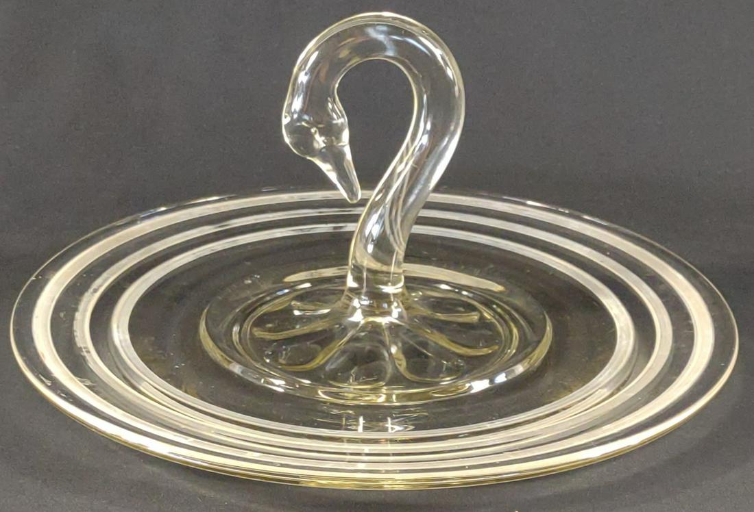 Paden City Swan Center Handled Glass Tray (1 of 8)