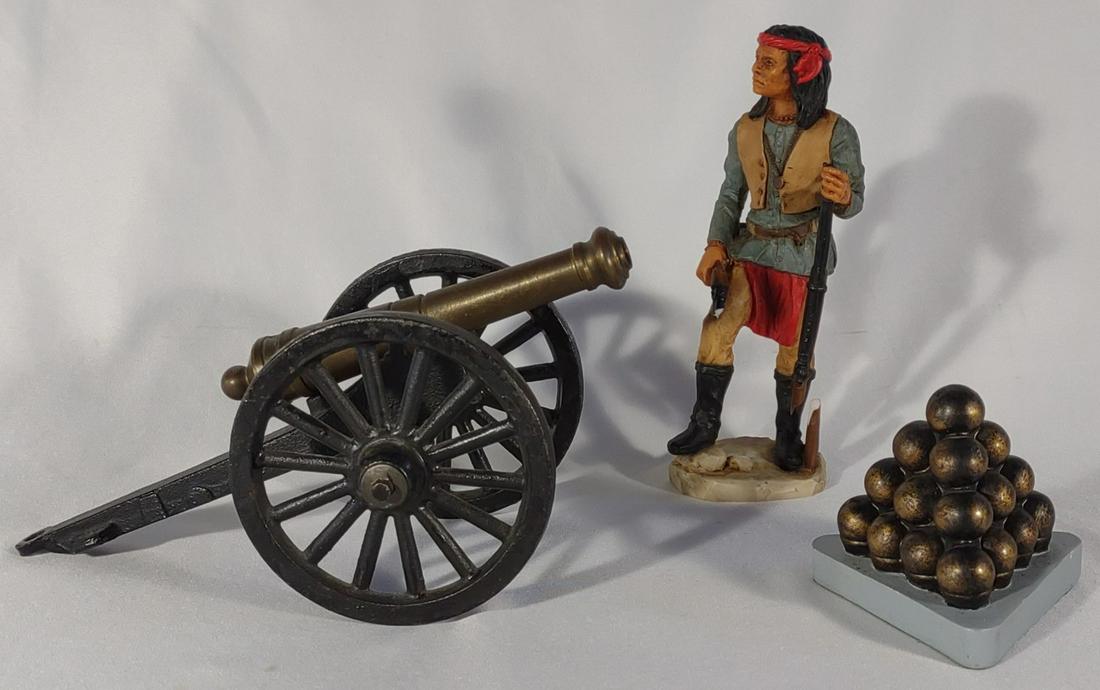 Cast Iron & Brass Toy Cannon & Figurine (1 of 20)