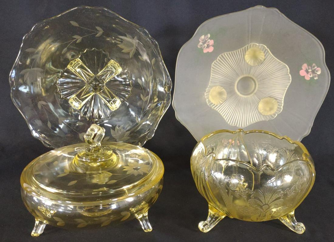 4 Lancaster Yellow Topaz Etched Glass Pieces (1 of 20)