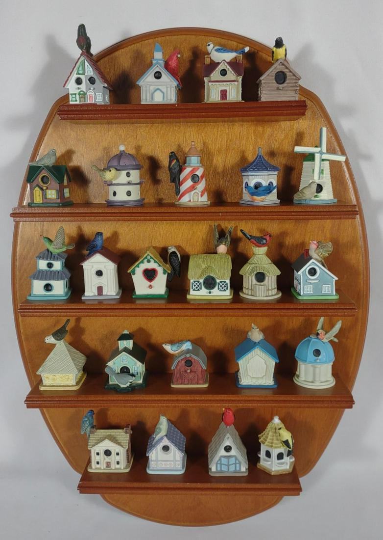 Set Of 24 Lenox Bird House Thimbles W/ Display