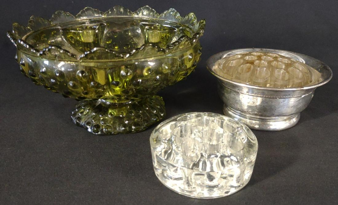 Glass Flower Frogs & Fenton Candle Bowl (1 of 19)