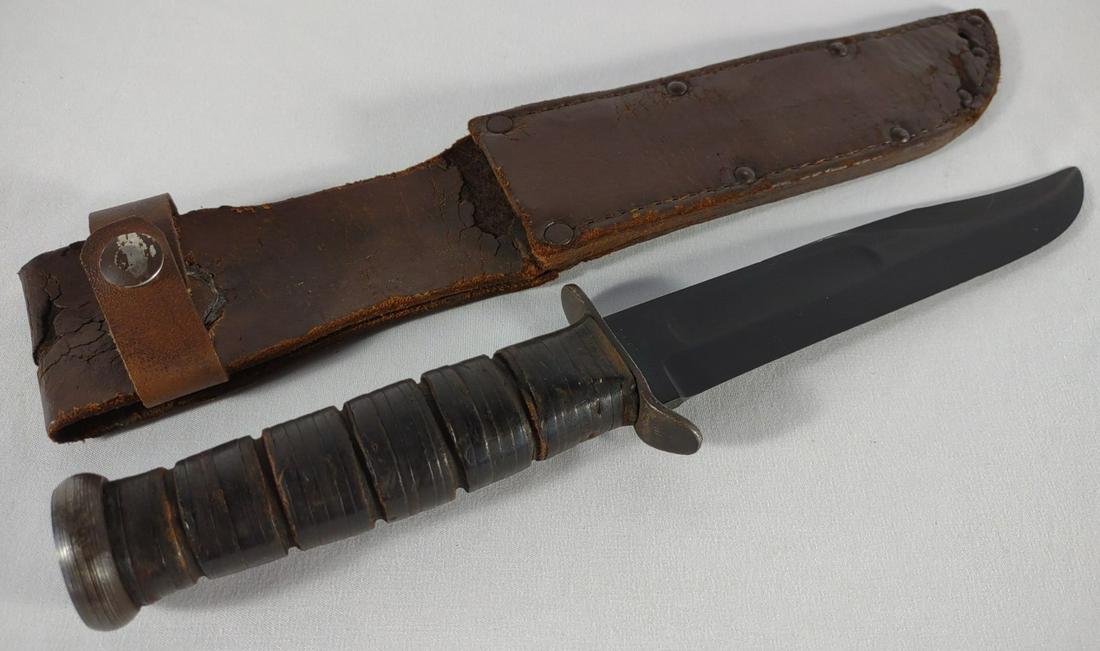 WWII U.S. Marine KaBar Fighting Knife w/ Sheath (1 of 10)