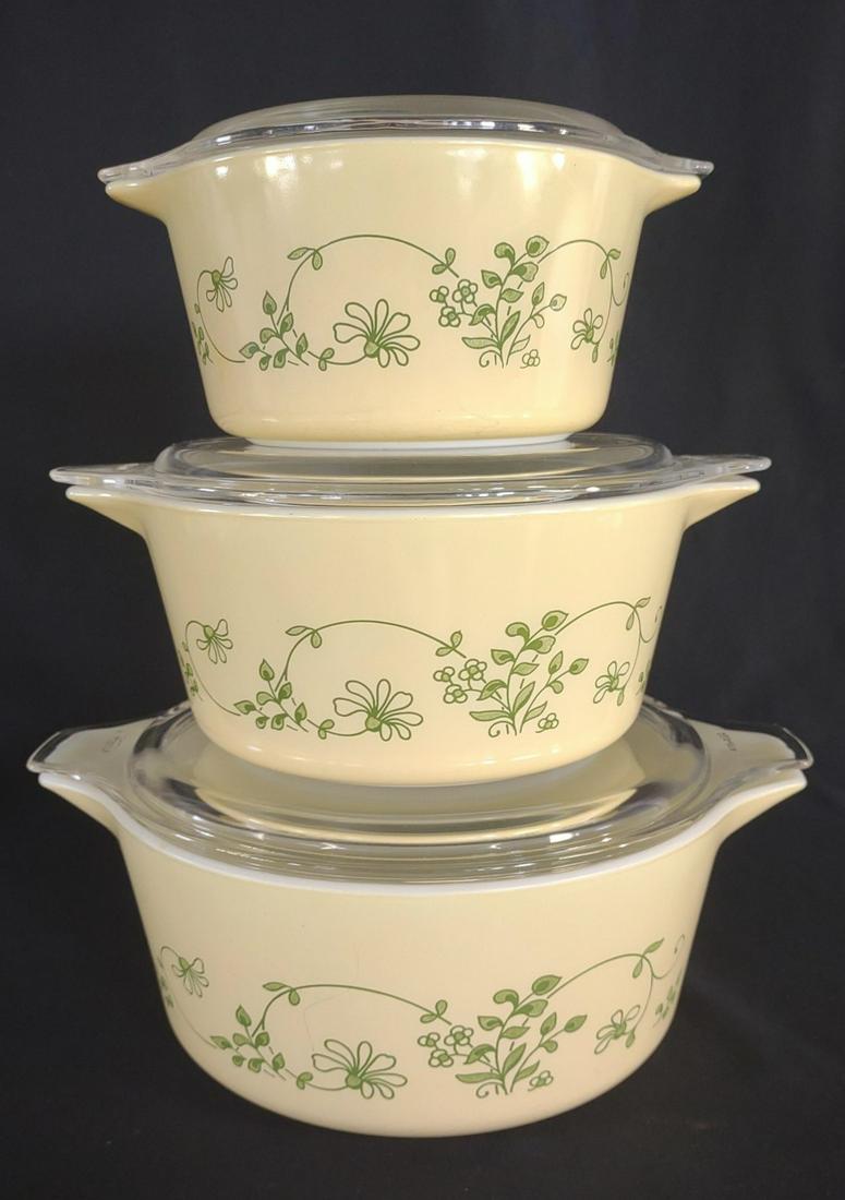 Set of 3 Vintage Pyrex Shenandoah Casserole & Lids (1 of 13)