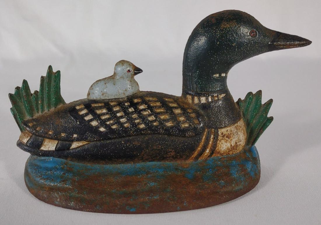 Cast Iron Loon Duck Doorstop: Marked on back "Midwest Importers".