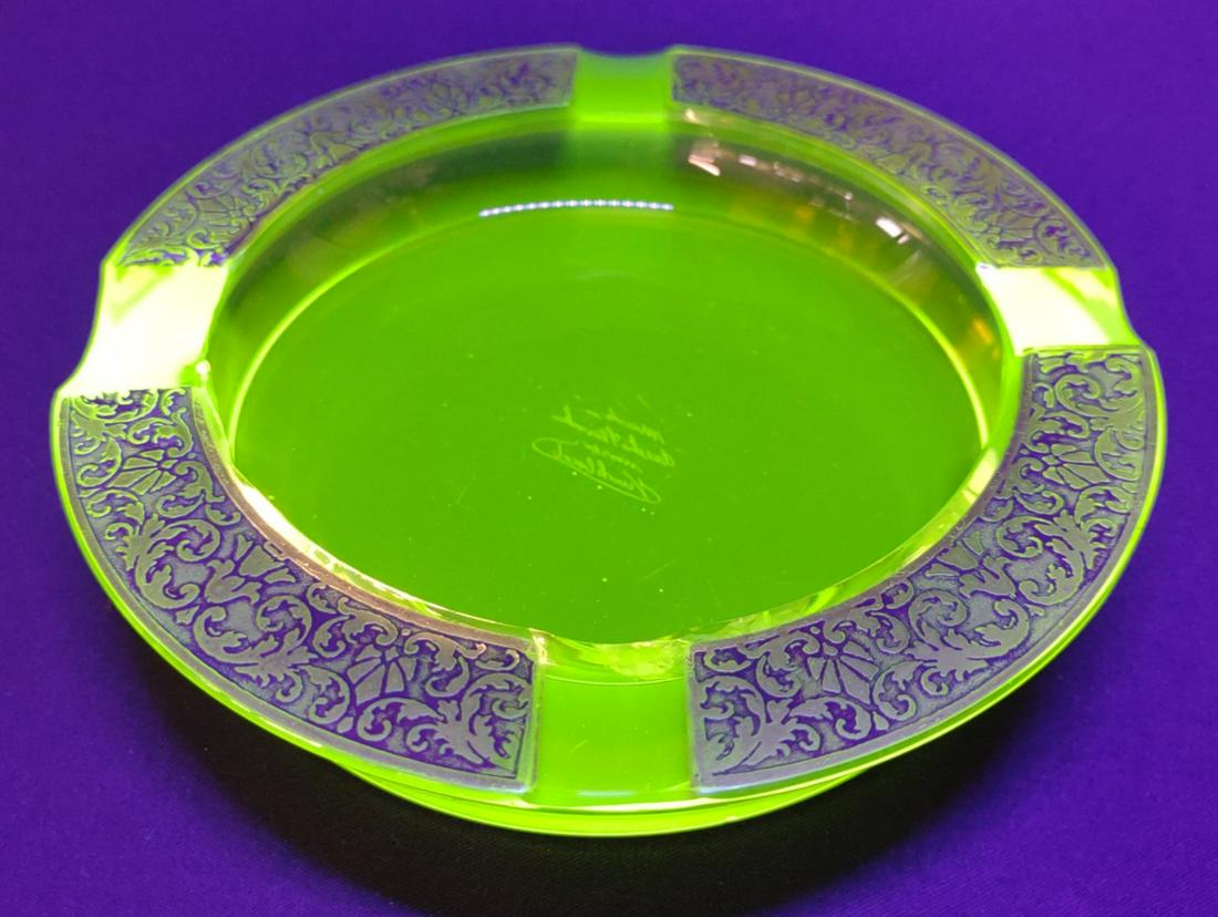 Moser Karlsbad Signed Uranium Art Glass Ashtray (1 of 9)