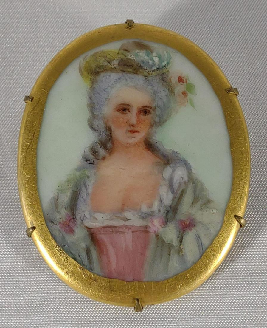 Antique Porcelain Painted Brooch Portrait (1 of 6)