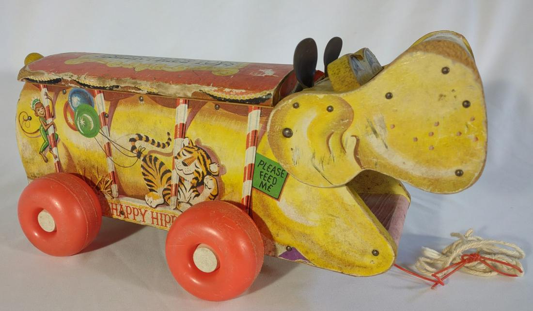 1962 Fisher Price #151 Happy Hippo Pull Toy: Fisher Price Toys. #151 Happy Hippy wooden pull toy. Working condition. Vintage.