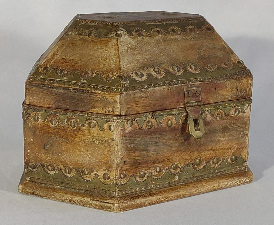 Antique Moroccan Brass Decorated Wood Box (1 of 9)