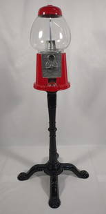 1985 Carousel Gumball Machine w/ Stand: Stands 37" tall. Made of metal.