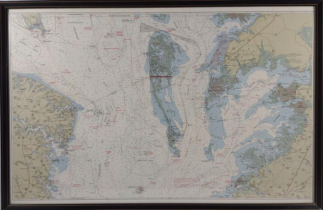 Framed Chesapeake Bay MD/VA Nautical Chart (1 of 6)