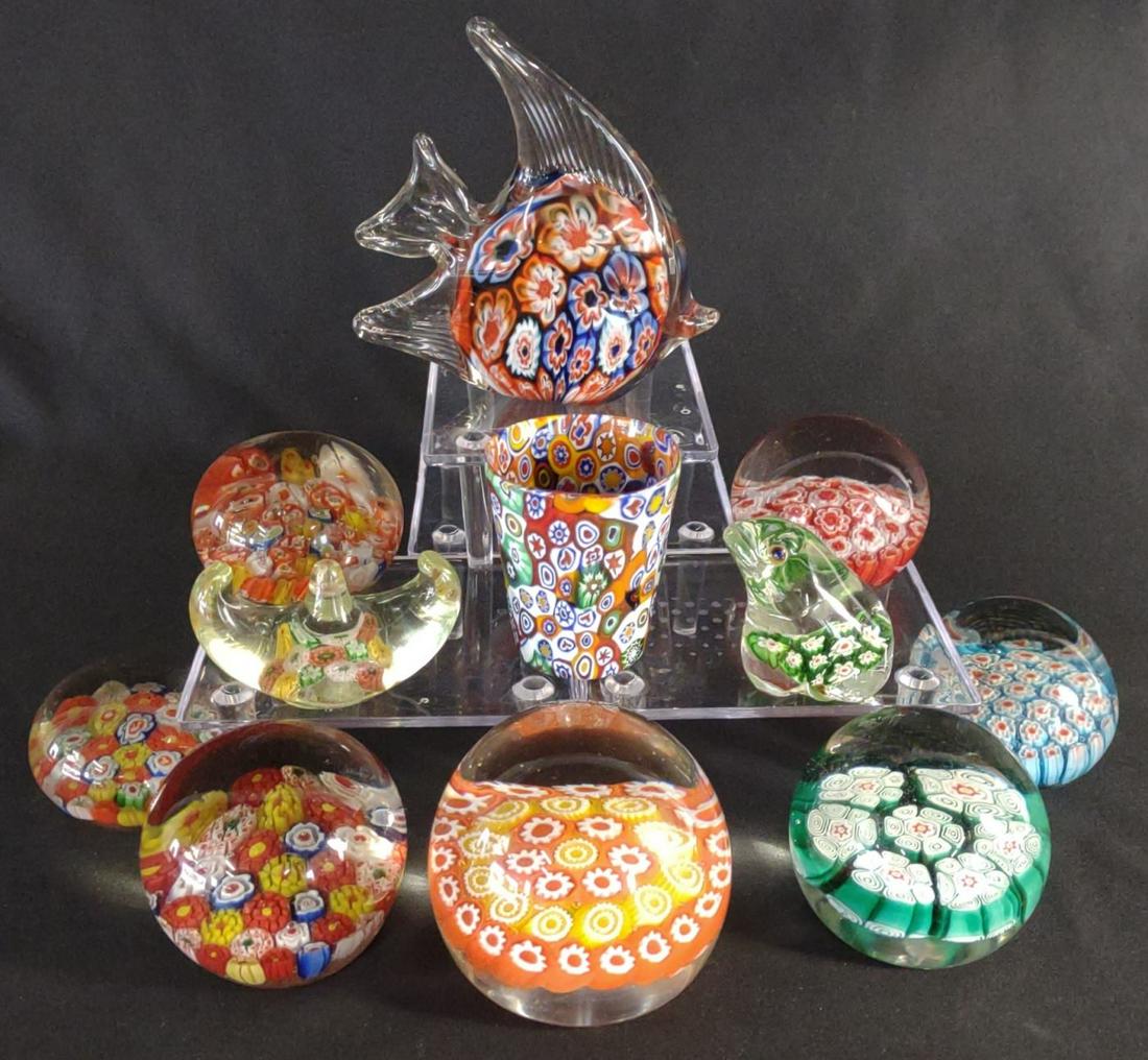 11 Millefiori Art Glass Paperweights (1 of 11)