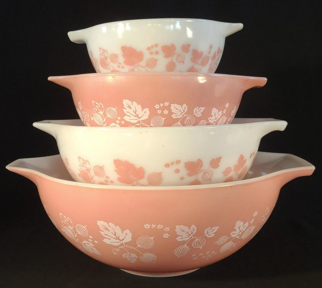 4 pc Pyrex Gooseberry Pink Nesting Bowl Set (1 of 20)