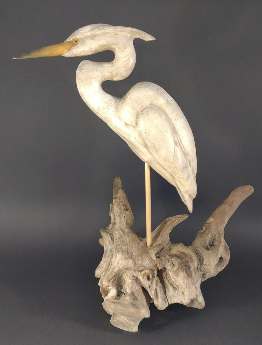 Mike & Susan Veasey Carved Great Egret Folk Art (1 of 9)