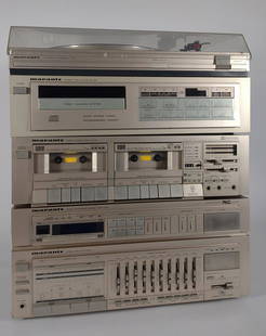 Marantz Stereo Amplifier, Deck, Turntable, CD Set: Set of Marantz audio stereo components. All are Marantz brand. Includes automatic turntable TT151, Compact Disc Player CD-152, Stereo Cassette Deck SD155, Quartz Synthesized stereo tuner ST150, and