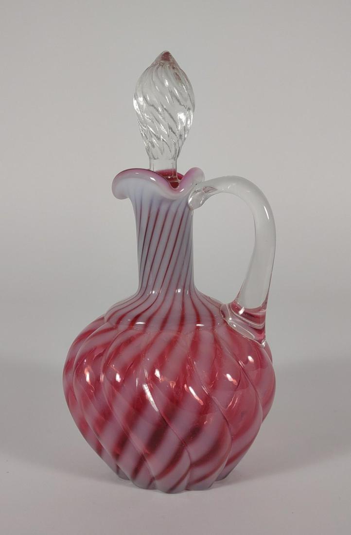 Fenton Cruet Lady Reverse Swirl Cranberry Cruet (1 of 7)