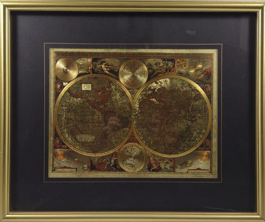Gold Foil Print of 1651 World Map in Frame (1 of 7)