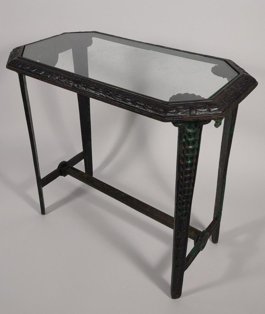Art Deco Iron Glass Top Side Table / Plant Stand (1 of 9)