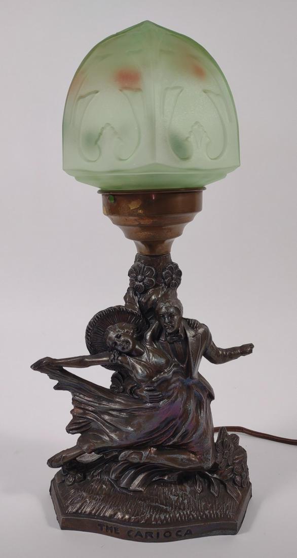 Art Deco The Carioca Green Glass Shade Table Lamp (1 of 15)
