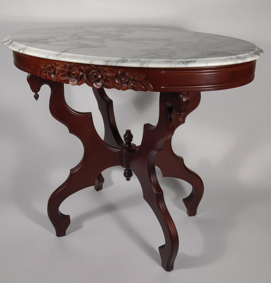Mahogany & Marble Victorian Parlor Table