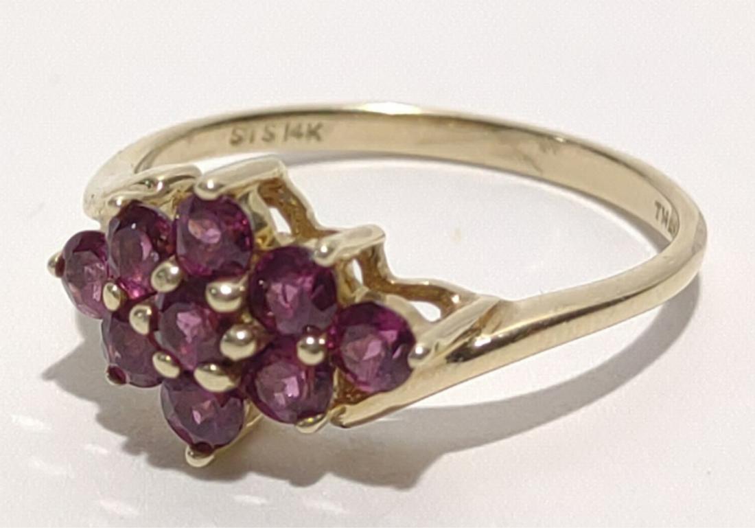14K Rhodolite Garnet Cluster Ring (1 of 6)