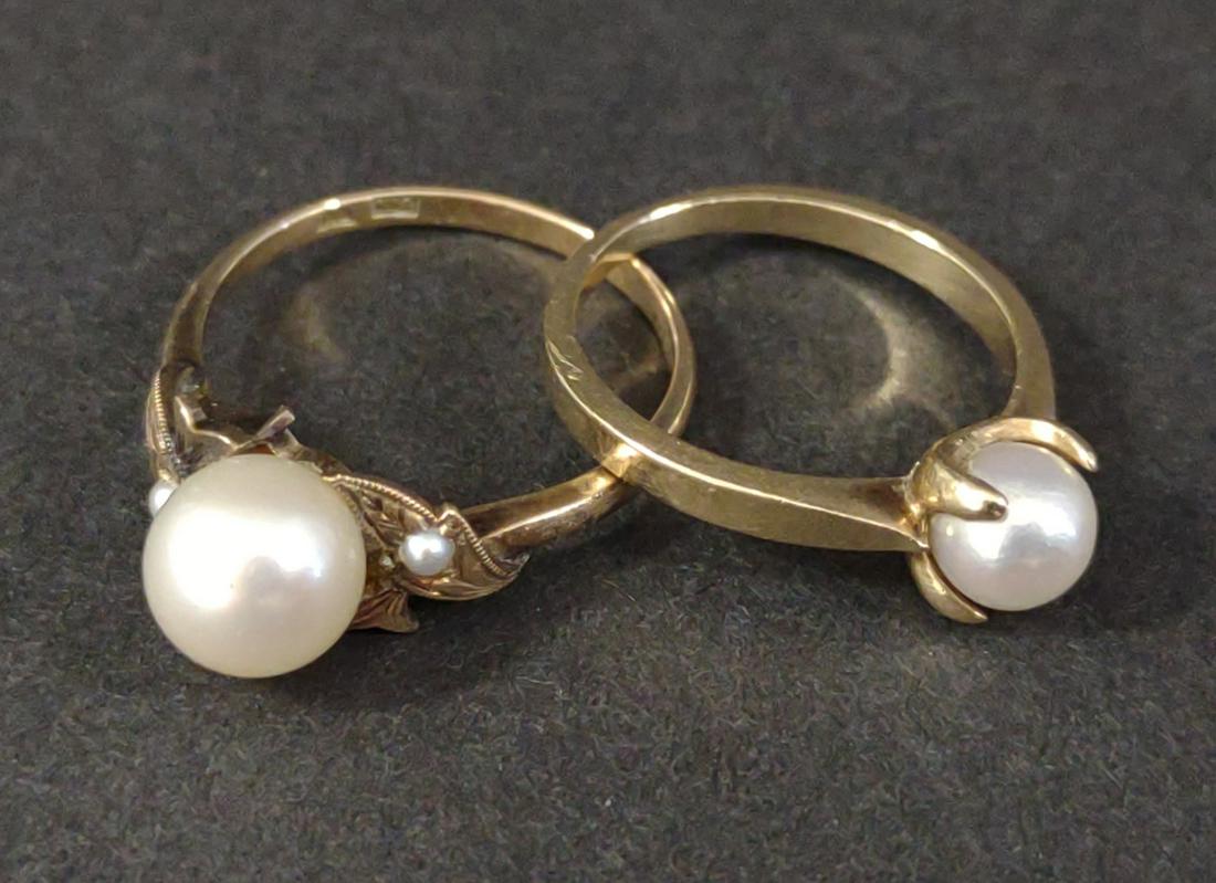 Two 14K Yellow Gold Pearl Rings (1 of 9)