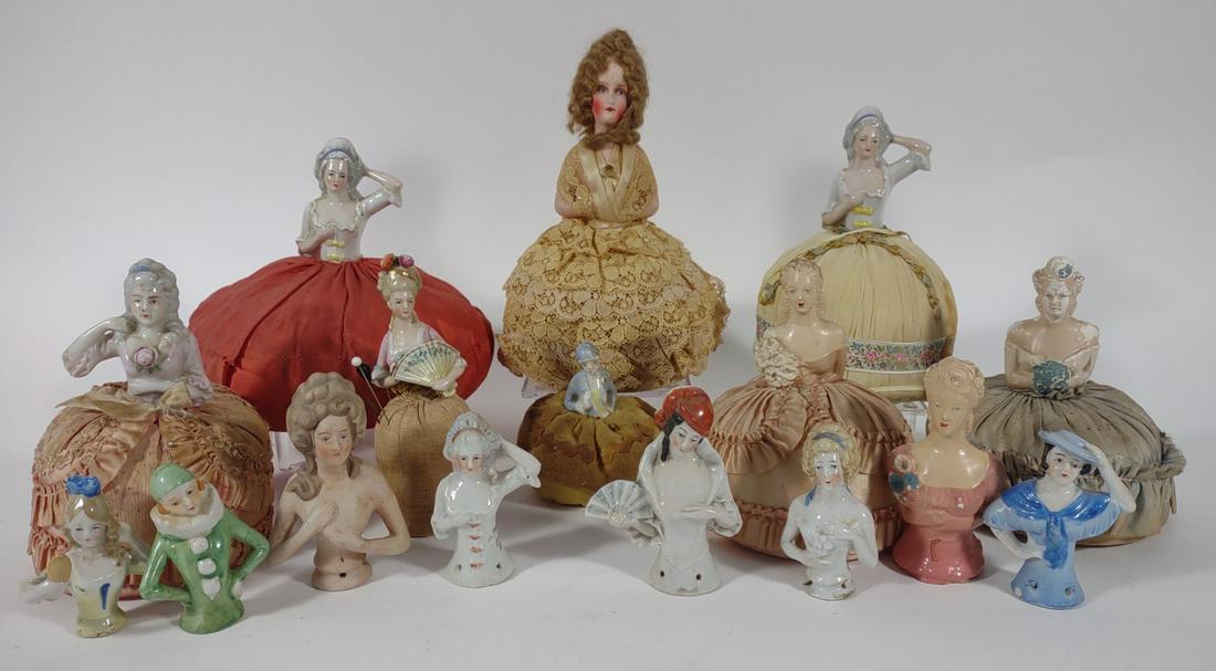 16 Porcelain Half Doll Pin Cushions & Bodies (1 of 10)