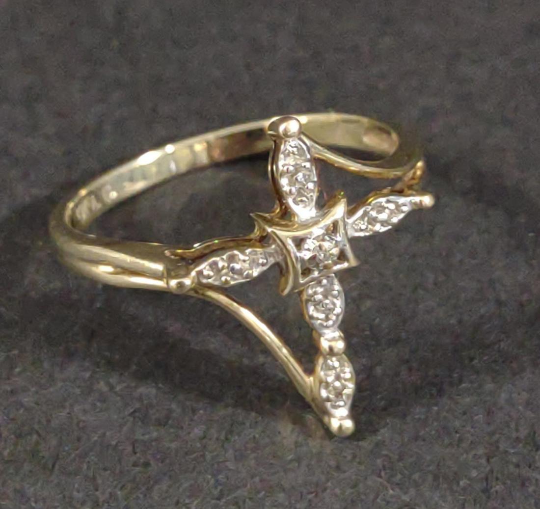 10K Yellow Gold & Diamond Cross Ring (1 of 6)