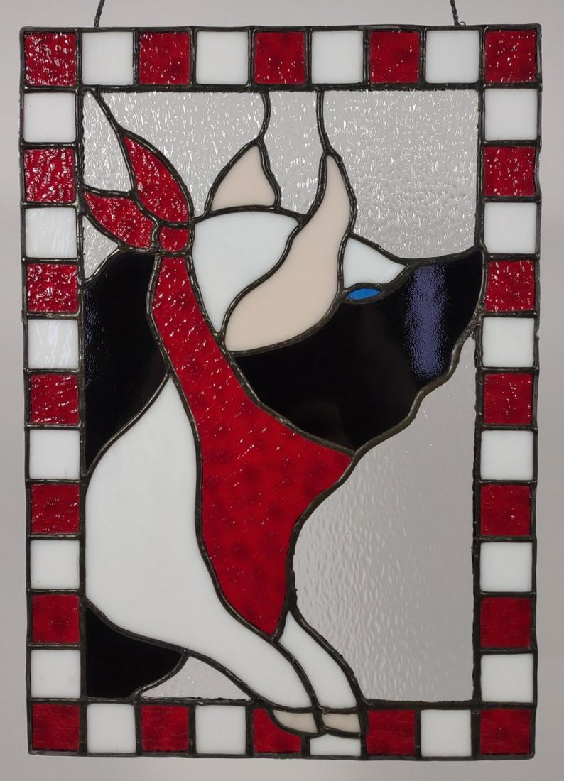 Leaded Stained Glass Pig Sun Catcher (1 of 6)