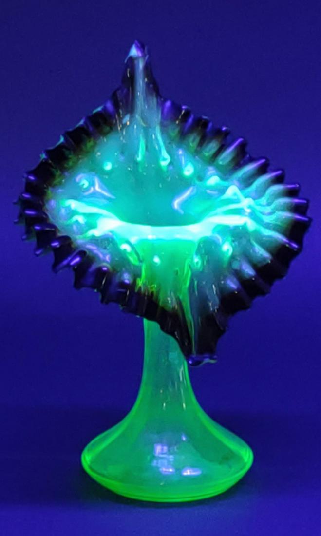 Hand Blown Jack In The Pulpit Uranium Glass Vase