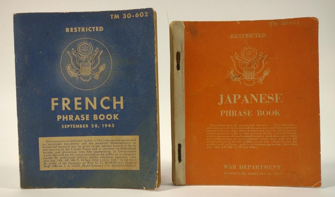 JAPANESE PHRASE BOOK WAR DEPARTMENT Wwii Japanese & French Phrase