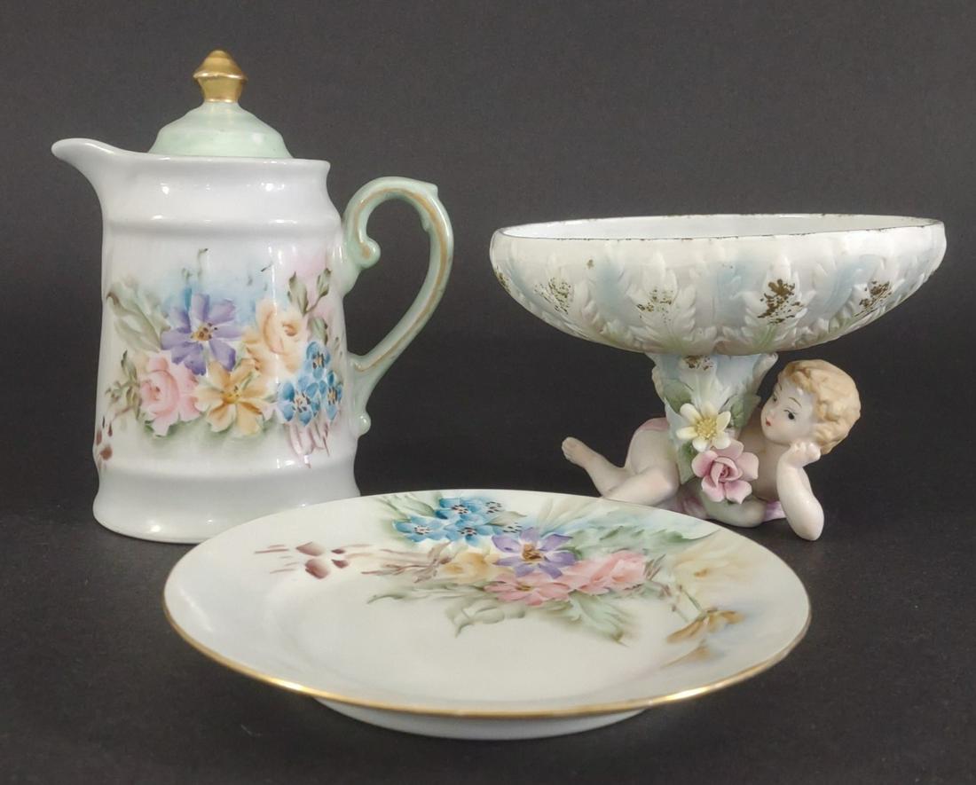I. Bishop Signed Painted Creamer, Saucer & Arnart (1 of 17)