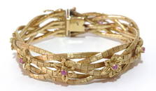 18K Gold & Ruby Spaghetti Bracelet