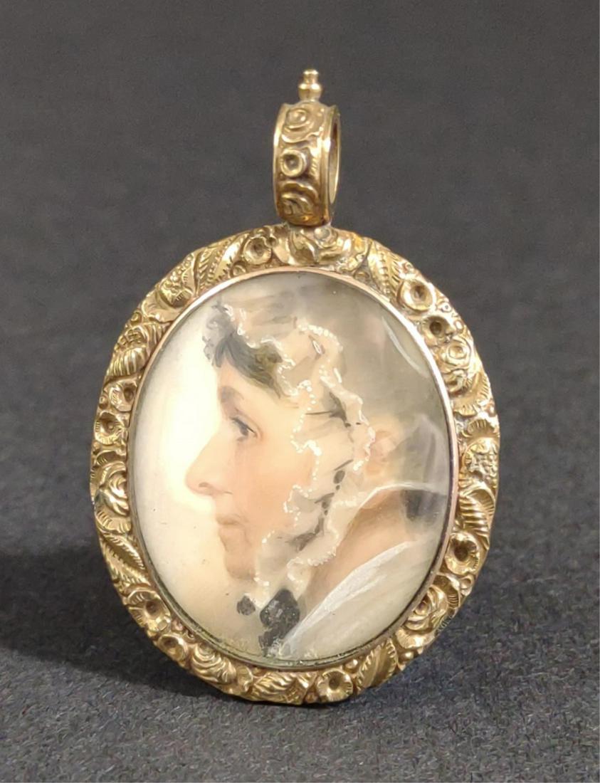 19th c. 10K Miniature Watercolor Portrait (1 of 7)
