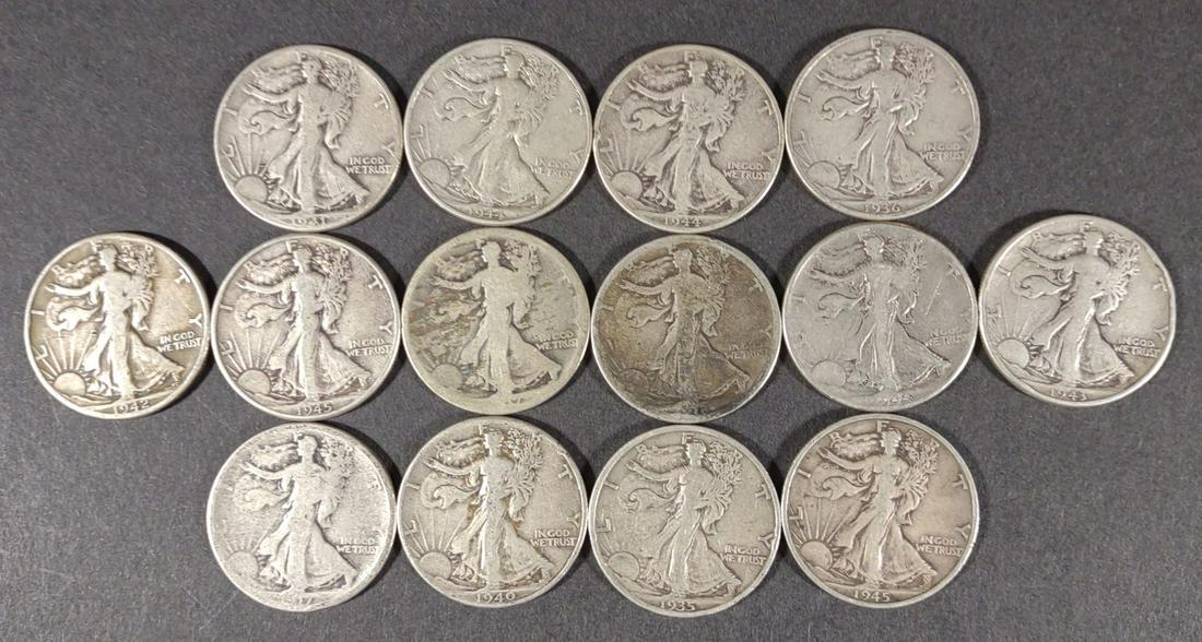 14 Silver Walking Liberty Half Dollars (1 of 9)