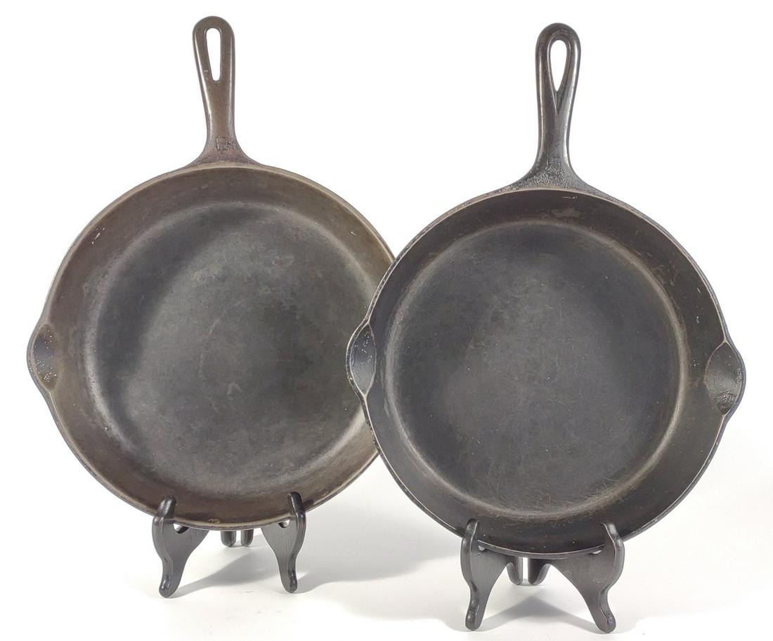 (2) Griswold #9 & #8 Cast Iron Skillets (1 of 9)