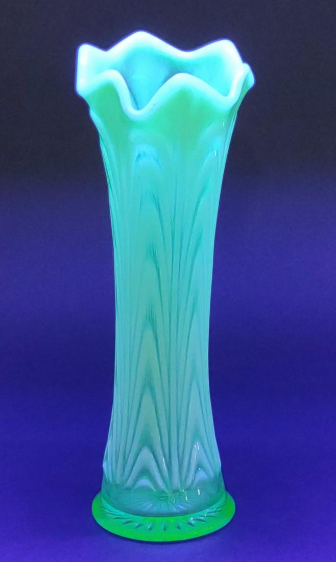 Fenton Boggy Bayou Reverse Drapery Uranium Vase (1 of 6)